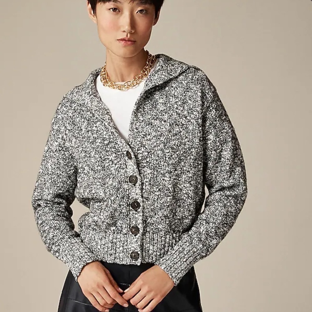J crew Sailor-collar cardigan sweater in marled yarn